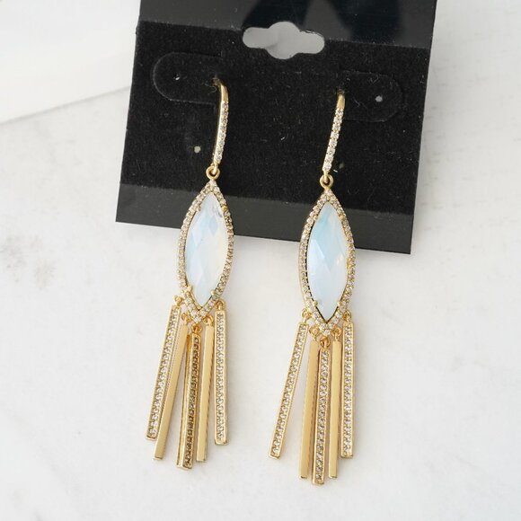 Anthropologie Melanie Auld Moonstone Fringe Earrings - Picture 2 of 3